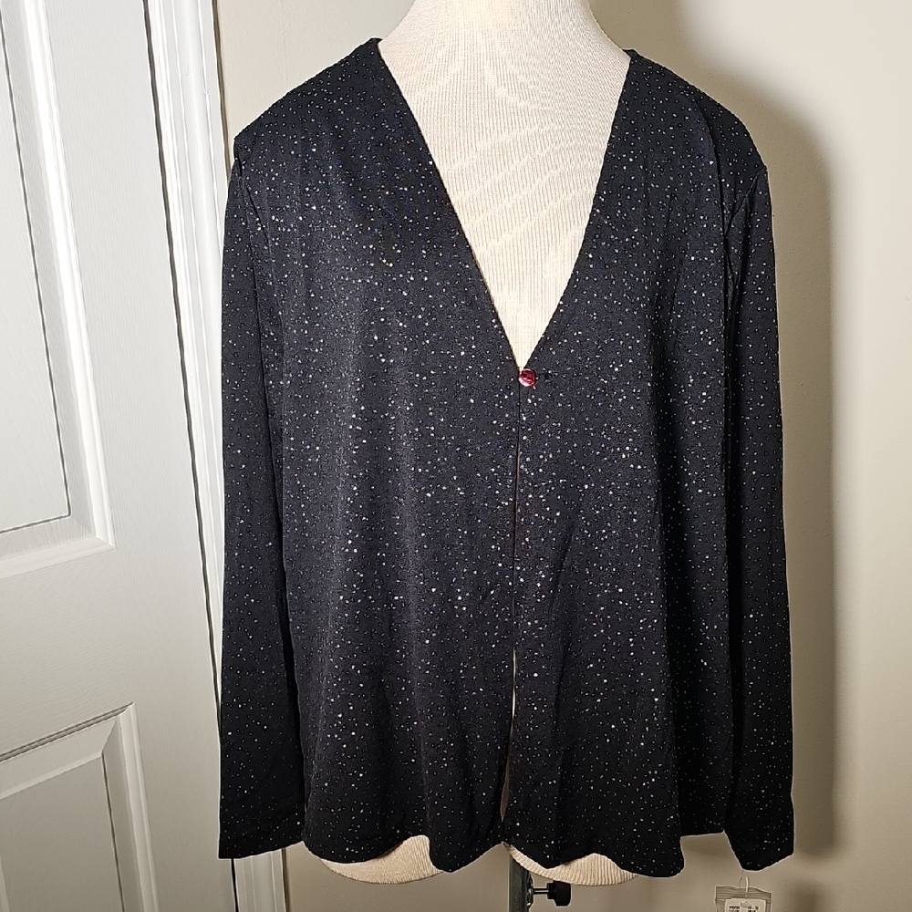 Black Speckled Cardigan By John Paul Richard Size 3X. Vintage With Tags